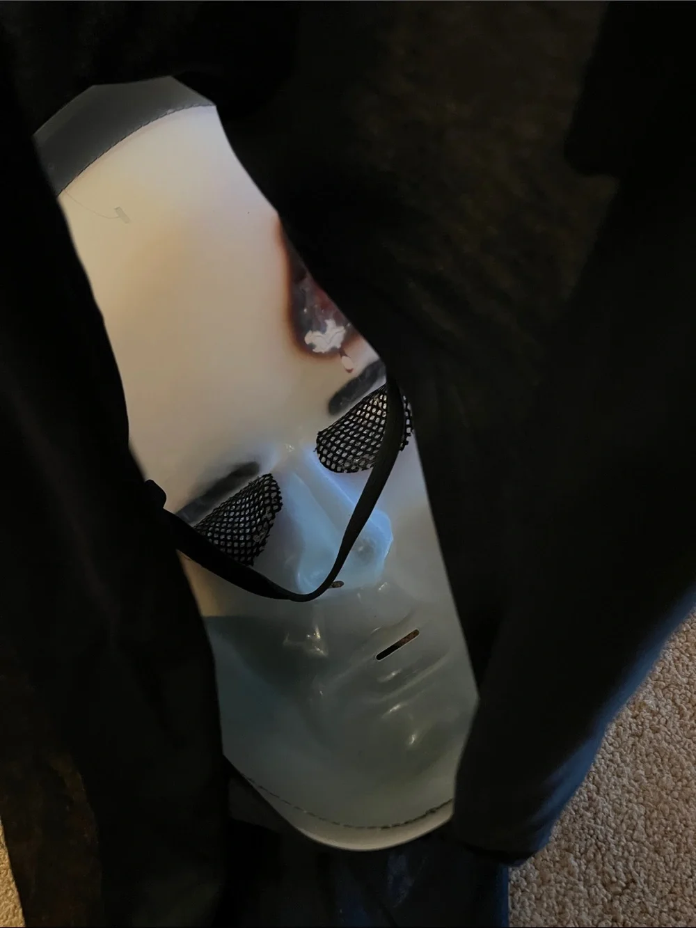 Creepy White Face Mask with Black Hood
